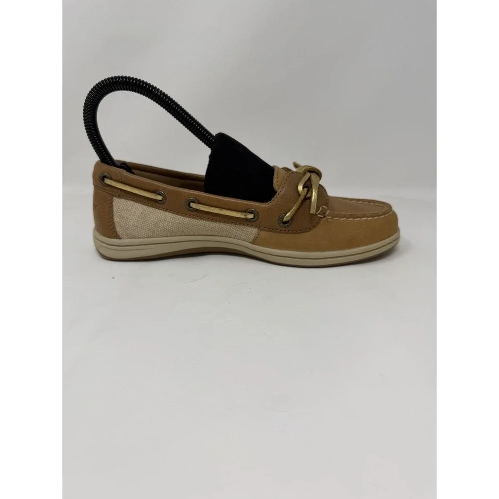 Sperry Top Sider Women Brown Tan‎ Leather Boat Shoes Size 6M STS97211